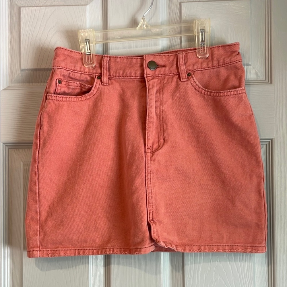 Billabong Coral-Orange Denim Mini Skirt